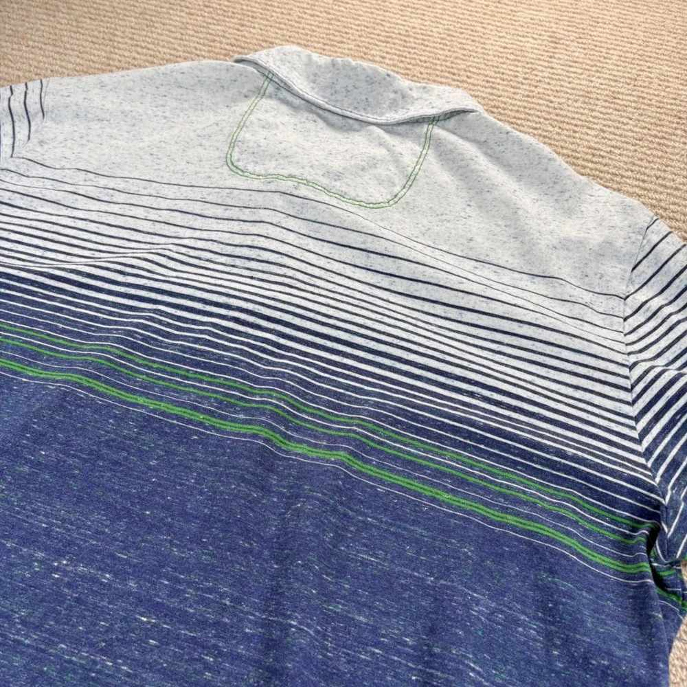 Tommy Bahama Polo Shirt Mens Large Blue Cotton Striped Coastal Nautical Beachy - Picture 12 of 12